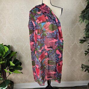 D & LP Court 100% Large Scarf/Sarong 100% Cotton Multicolor Fish Pattern